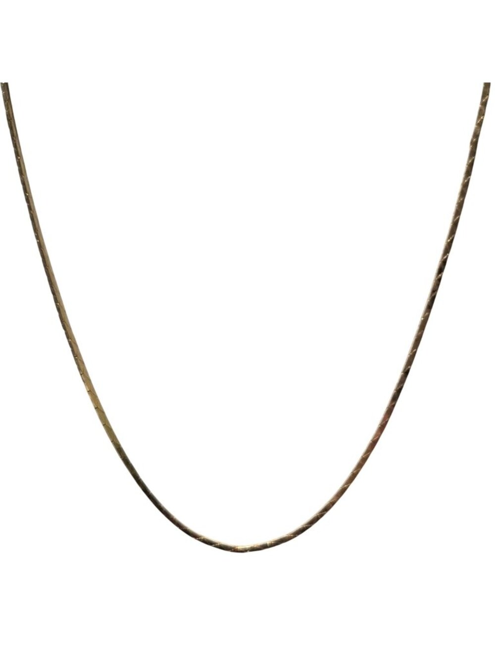 Vintage Diamond Cut Snake Chain Necklace Gold Tone Retro 80s 90s Minimalist